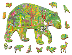 Zvieratá v lese - drevené puzzle
