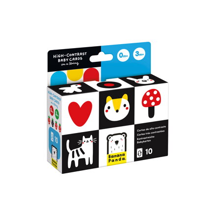 Kontrastné baby karty na šnúrke 0m+