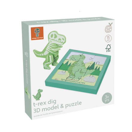 3D tyranosaurus a drevené puzzle