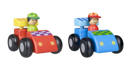 2 drevené závodné autá