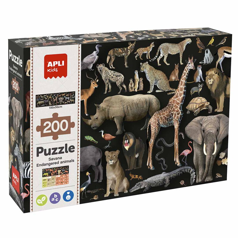 Ohrozené živočíchy v savane - puzzle