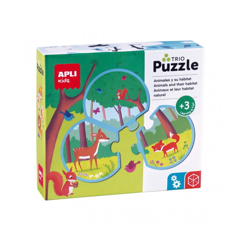 Kde bývajú zvieratká - Trio puzzle