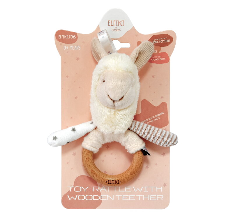 Hrkálka s dreveným hryzadlom Lama