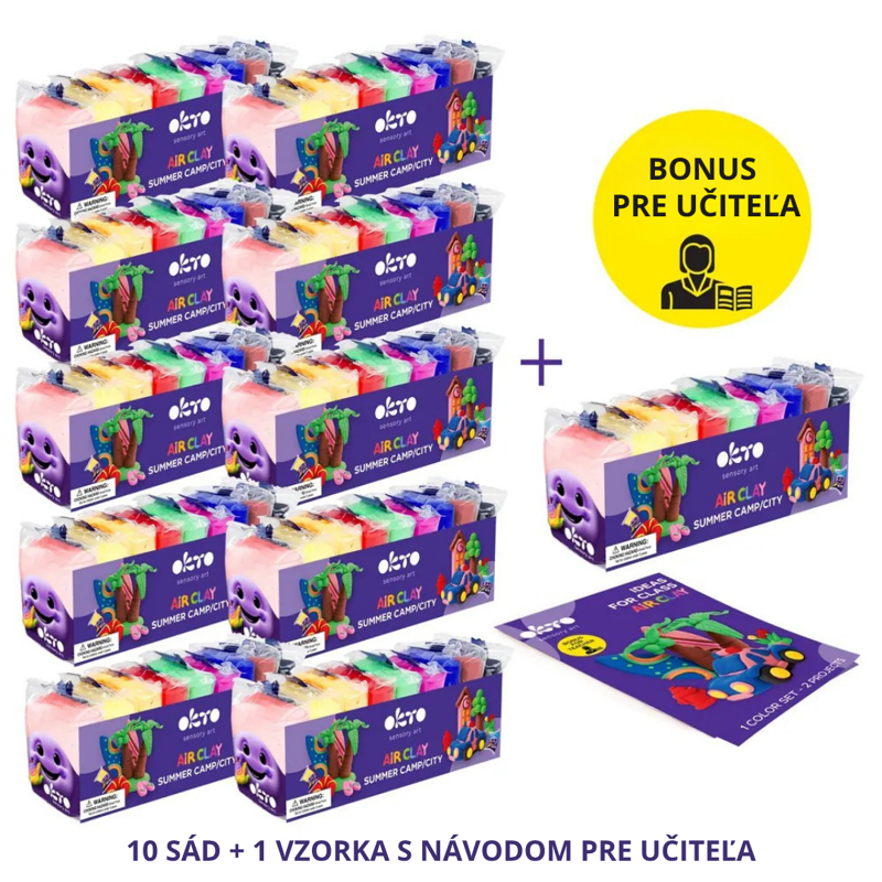 Modelovacia hmota OKTO MŠ 9 farieb x 10+1 ks Vesmír/zelenina