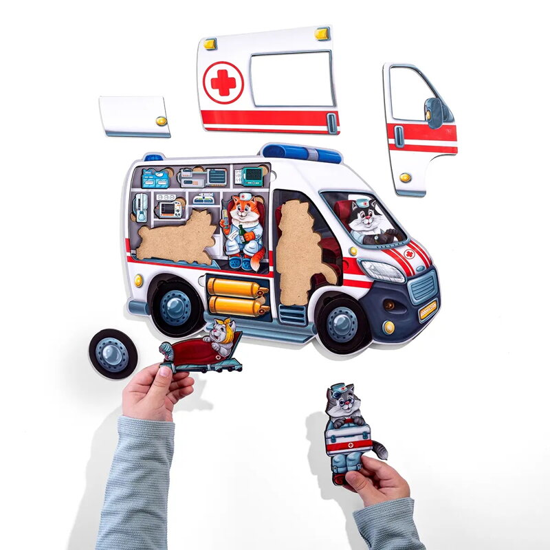 Záchranné auto, vkladacie puzzle