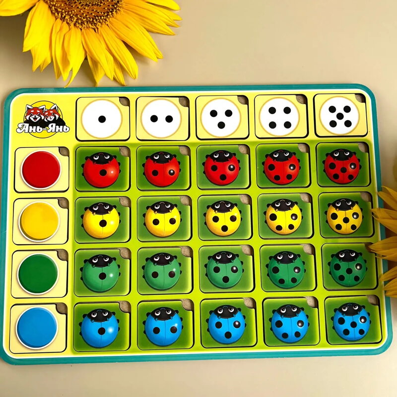 Lienky - farby, počítanie a smery, vkladacie puzzle