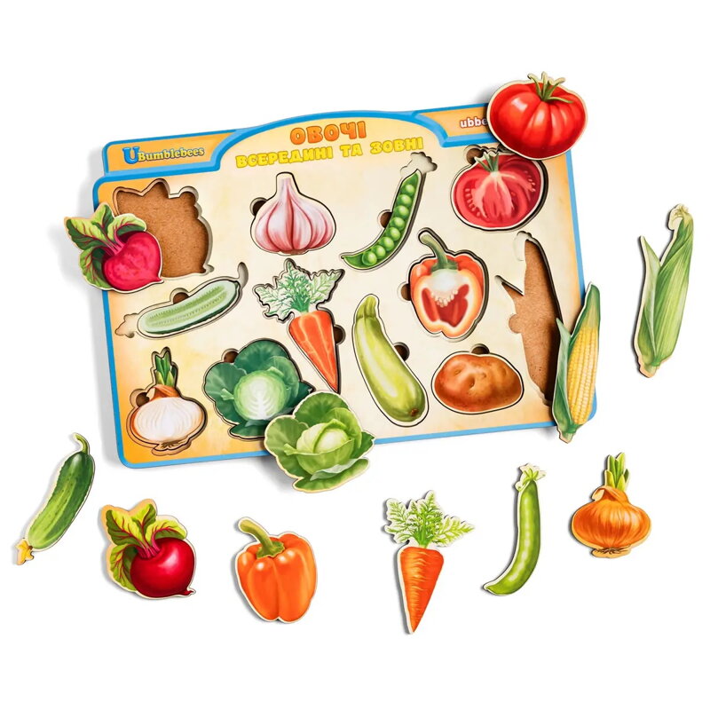 Zelenina zvonka a zvnútra, vkladacie puzzle
