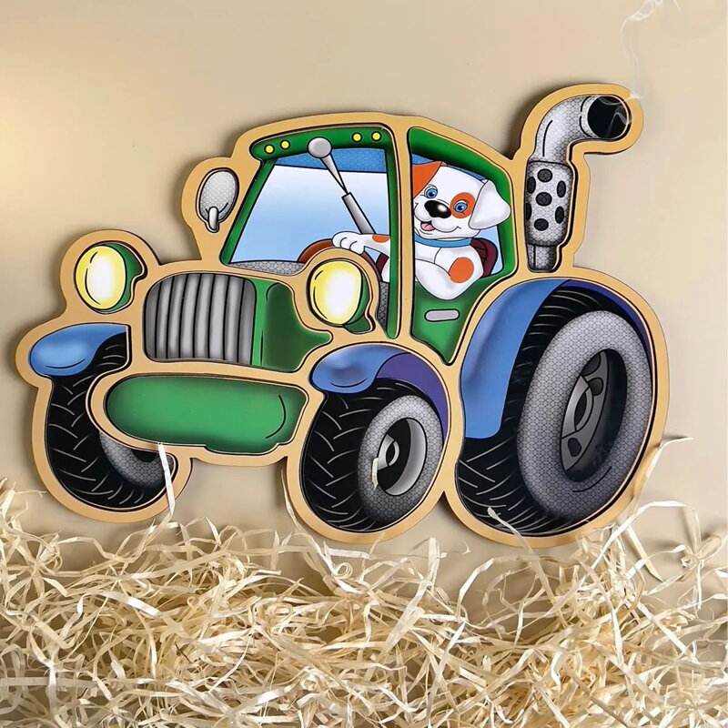 Traktor, obrysové puzzle