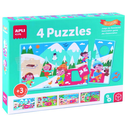 Ročné obdobia - čo kam patrí, 4x puzzle