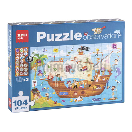 Pirátska loď - postav puzzle, hľadaj detaily 