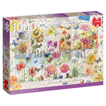 Puzzle Letné kvetiny na známkach