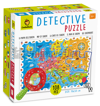 Detektívne puzzle s lupou Mapa Európy     